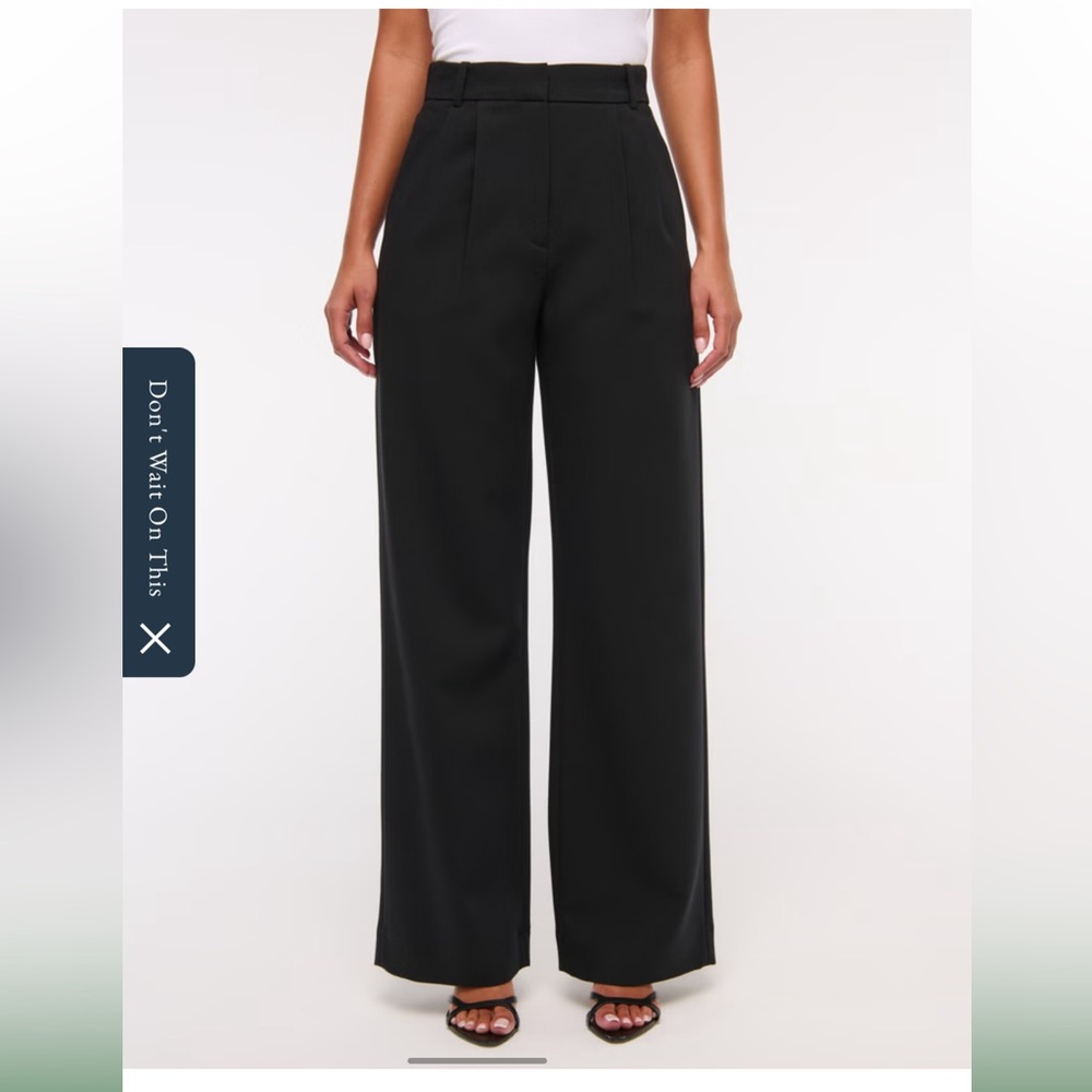 Abercrombie & Fitch Black Wide-Leg Trousers - Picture 2 of 10